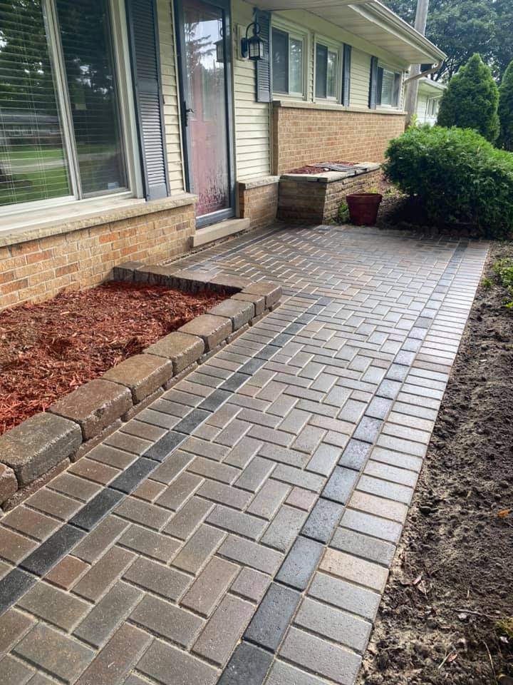 Brick paving porch.