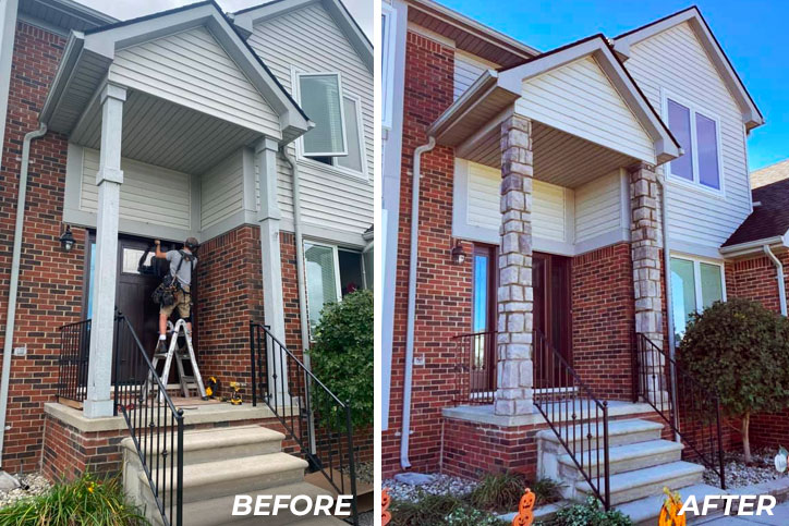 Before and After of Custom Porch Columns