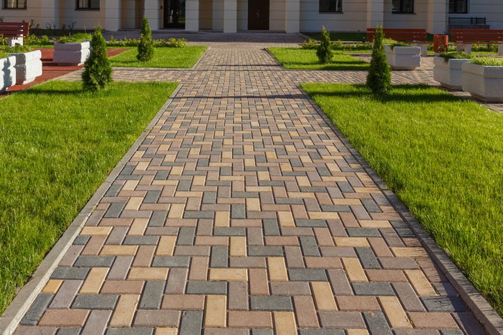 Clean Brick Paver Walkway on Sunny Day