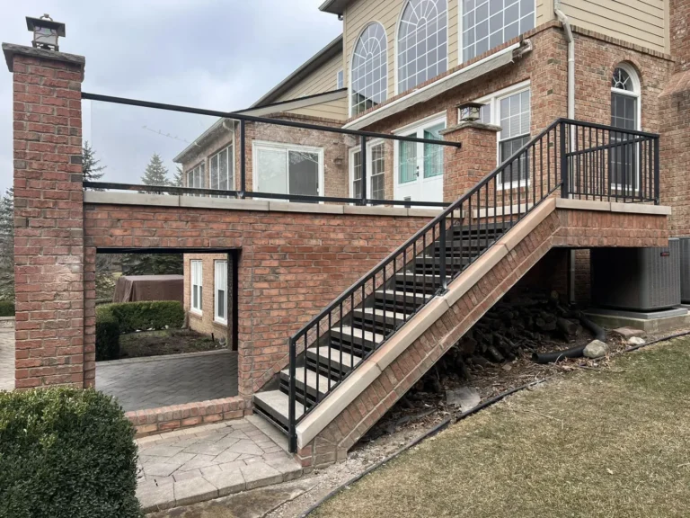 Brick deck columns and stair walls rebuilt, completed by It's The Brick Guys in Metro Detroit (view 4)