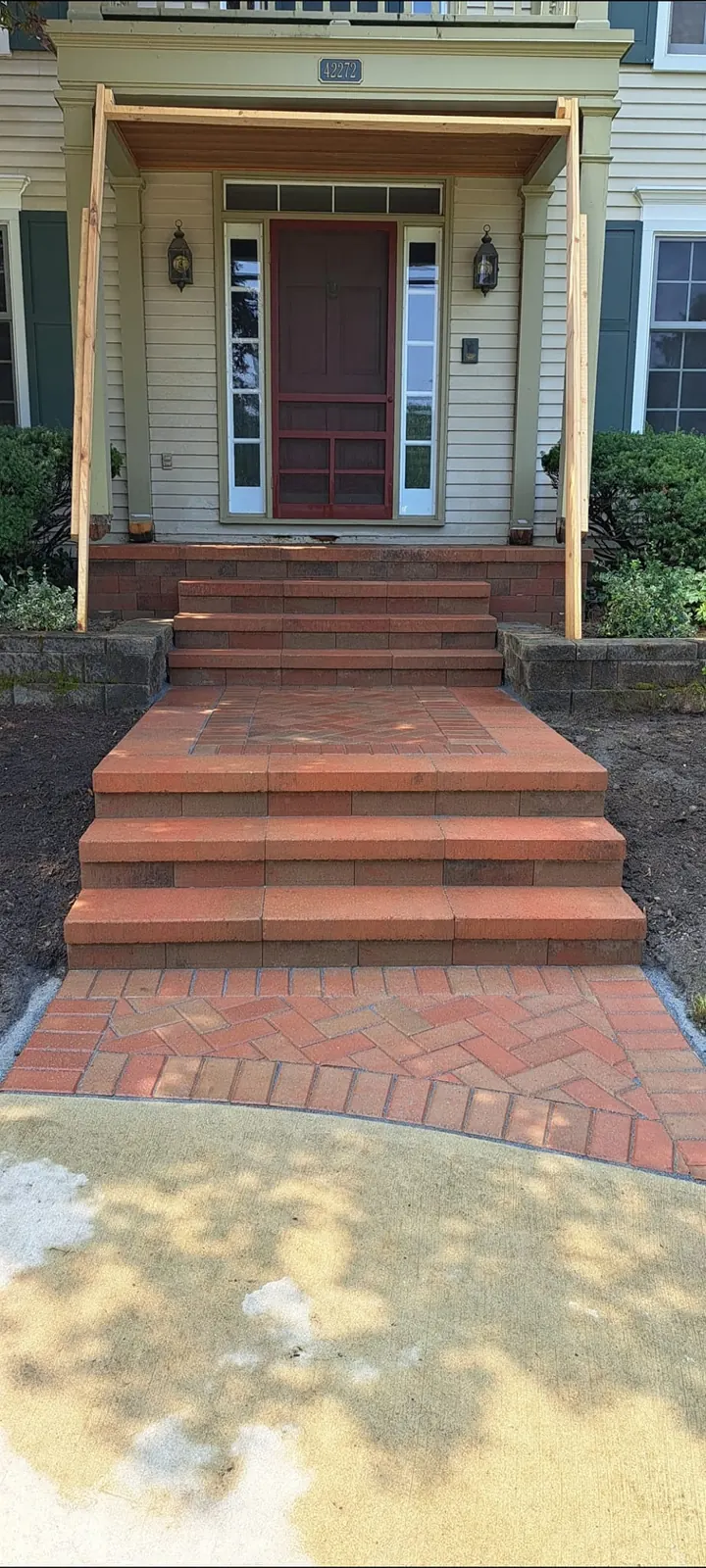 Brick front steps rebuild, completed by It's The Brick Guys in Metro Detroit