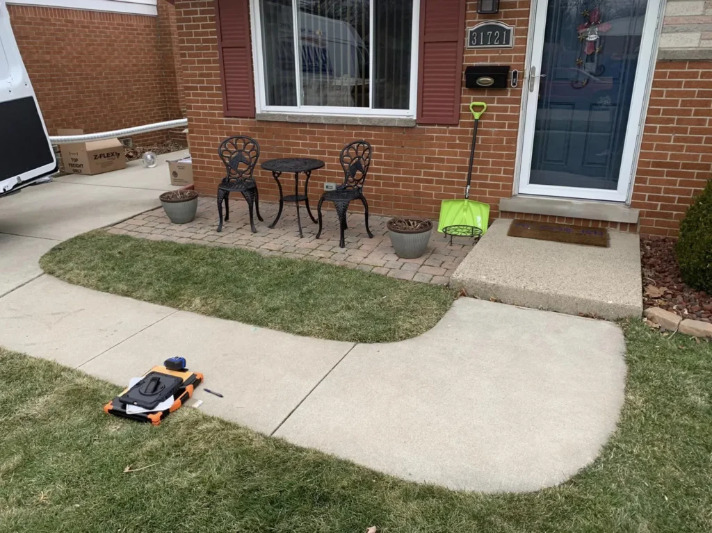 Before: brick paver front porch job before work started