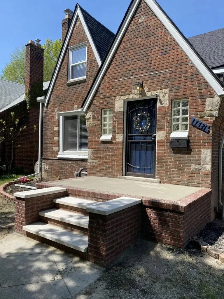 Brick porch and steps rebuild, completed by It's The Brick Guys in Detroit, MI
