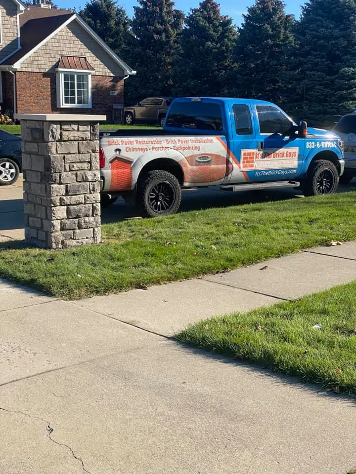 Cultured stone mailbox column, completed by It's The Brick Guys in Metro Detroit