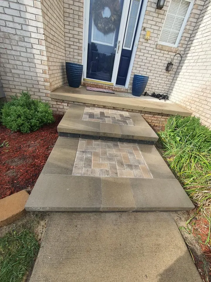 Front entry paver walkway, completed by It's The Brick Guys in Metro Detroit