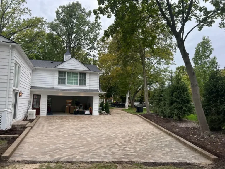 Gray paver driveway, completed by It's The Brick Guys in Metro Detroit