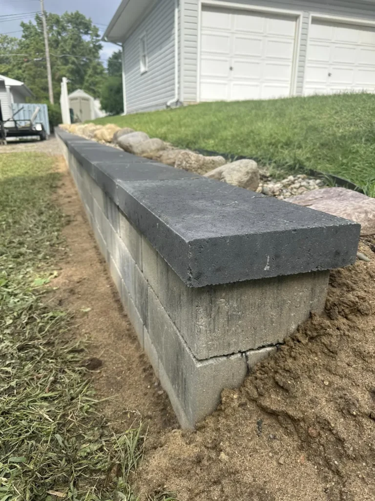 Large-block retaining wall, completed by It's The Brick Guys in Metro Detroit (view 2)
