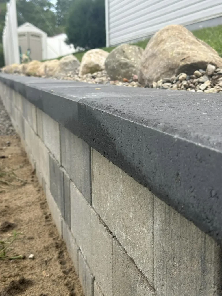 Large-block retaining wall, completed by It's The Brick Guys in Metro Detroit (view 3)