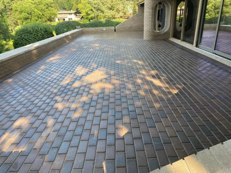 Large charcoal brick patio, completed by It's The Brick Guys in Metro Detroit