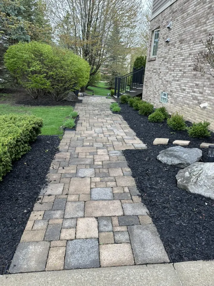 Before: paver patio and walkway refresh job before work started