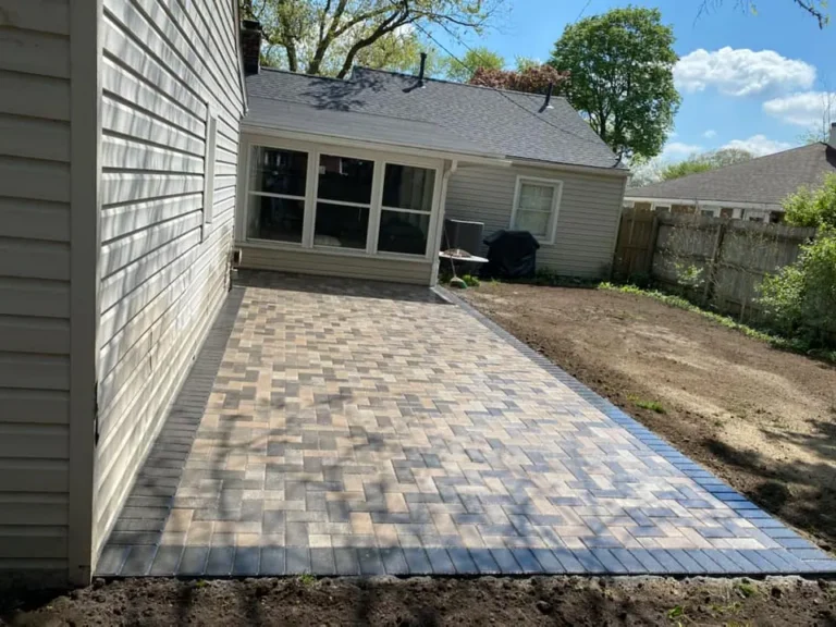 Paver patio built from bare dirt, completed by It's The Brick Guys in Metro Detroit