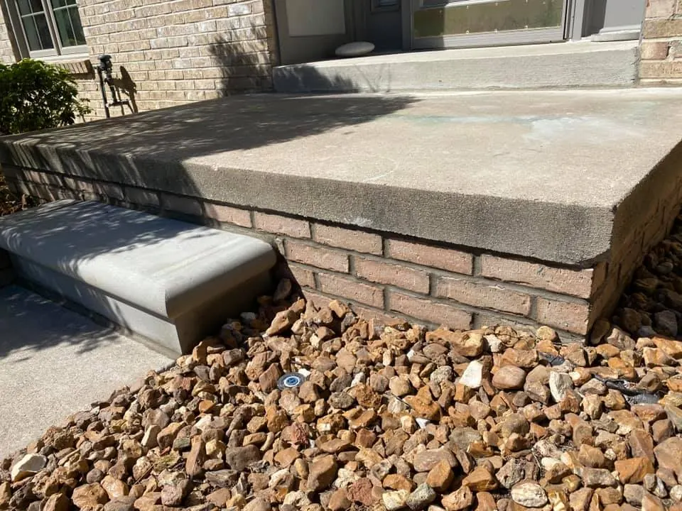 Porch base brick repair, completed by It's The Brick Guys in Metro Detroit